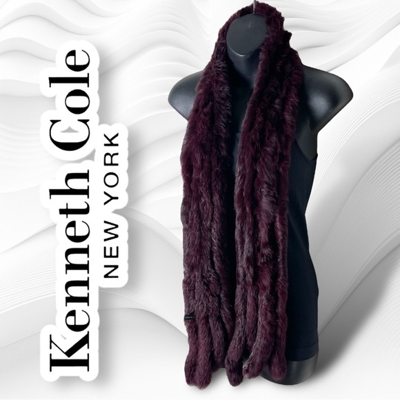 Kenneth Cole Aubergine Plum Purple Rabbit Fur Stole - Picture 1 of 11